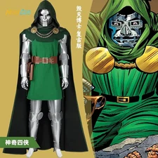 Fantastic Four Doctor Doom Cosplay Costume Mask Full Set Halloween Party Outfit