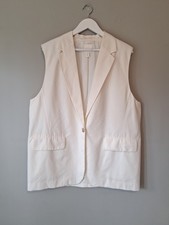 H&M Cream Sleeveless Oversized Tailored Longline Waistcoat Summer Holiday Blazer