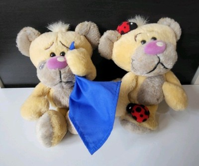 2x Pimboli Plüschbär Stofftier rosa Nase, ca.15cm, ohne Etikett-vintage 
