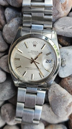 Vintage Rolex Oyster Perpetual 1500 Silver Dial Men's Automatic Watch 1975