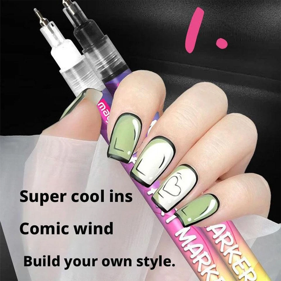 12 Colors Nail Art Pens Set 3D Nail Polish Pens Graffiti Dotting Pen Acrylic DIY - Image 4 of 4
