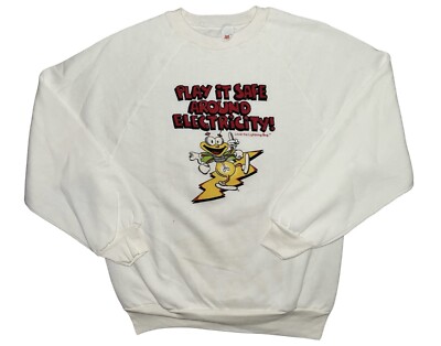 Vtg 80s Louie the Lightning Bug Electrical Safety Cartoon 1983 Sweatshirt Large