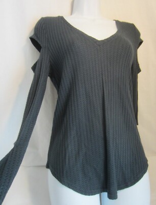 CHASER cruise gray LS peep arm V neck top Women S NWT