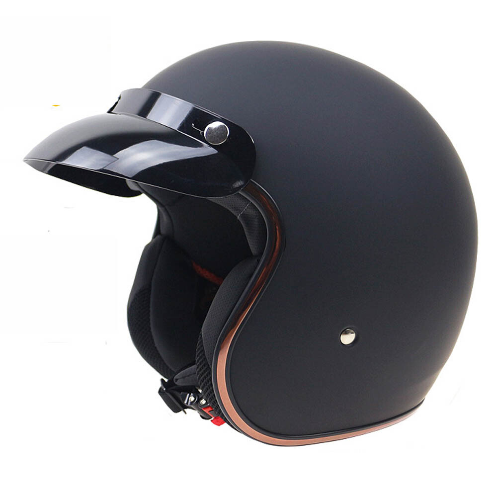 DOT Motorcycle Helmet Open Face Integrated Sun Visor Cruiser