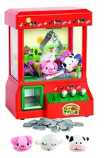 Kids Mini Claw Machine Arcade Toy Grabber Vending Game Plush Farm animal + coin