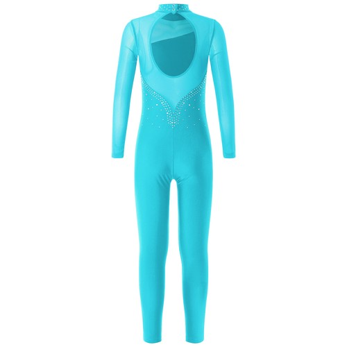 UK Kid Girls Shiny Gymnastics Leotard Long Sleeve Jumpsuit Ice Skating Dancewear - Picture 39 of 60