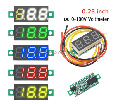 10PCS Mini DC 0-100V 0.28'' 3-Digit Voltmeter LED Voltage Panel Meter 3 Wire NEW