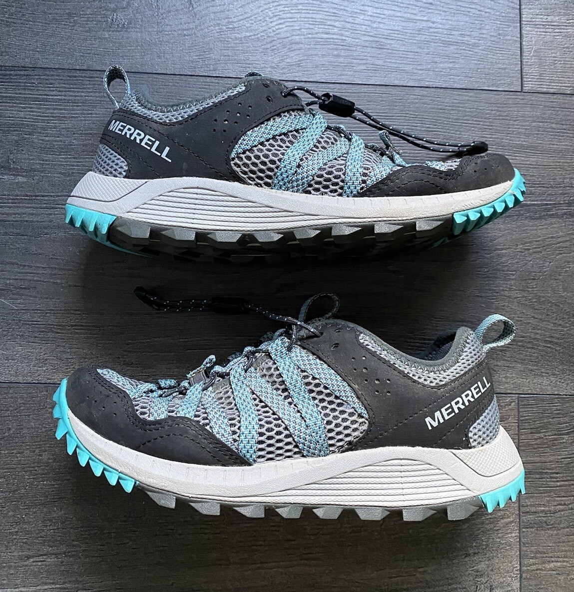 Merrell scarpe da donna sneakers Wildwood aerosport trail escursionismo blu grigio taglia 5