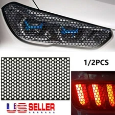 2×Car Rear Tail Light Honeycomb Sticker Auto Lamp Cover Decal Black Accessories
