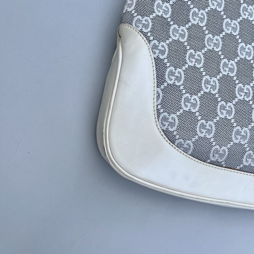GUCCI GG Canvas Jackie Hobo Grey Cream Monogram Shoulder Bag Silver Hardware - Picture 6 of 18