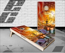 American Mountains Sunset Camp Cornhole Boards Bean Bag Toss Game