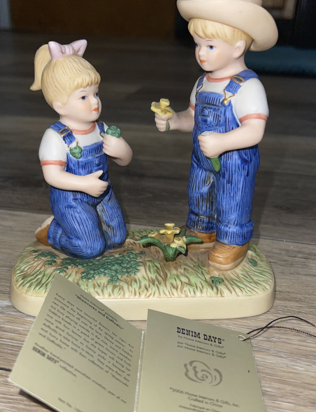 Home Interiors Homco Denim Days Figure 1500106 Shamrocks and