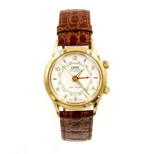 HAU Armbanduhr ORIS Wrist Alarm 418-7307 Handaufzug wecker Uhr Herren - Zdjęcie 1 z 12