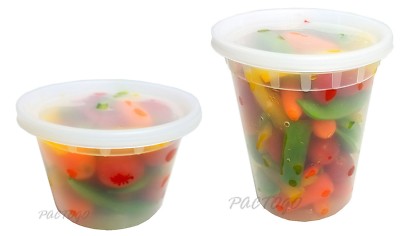 16 32 oz Clear Plastic Microwaveable Soup/Food Freezer Containers w/Lids 24/Each