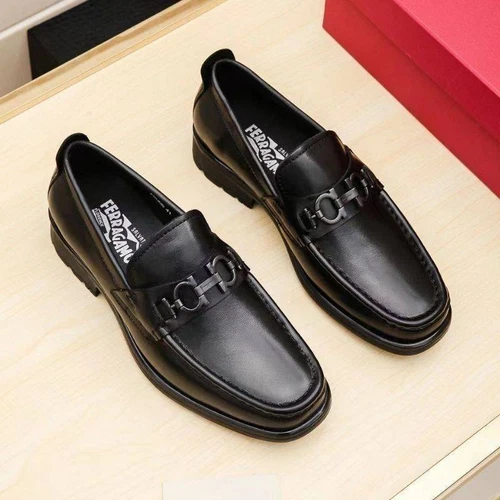 Salvatore Ferragamo Zapatos de Cuero de Negocios Suela Gruesa Mocasines Zapatos de Vestir Negros - Imagen 14 de 15