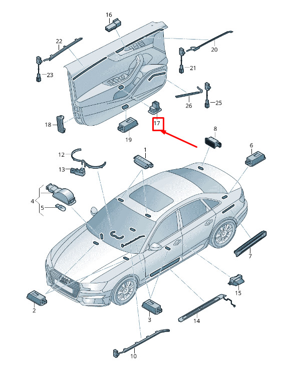 Éclairage de courtoisie de porte avant gauche Audi A4 Avant B9 8W0919390A