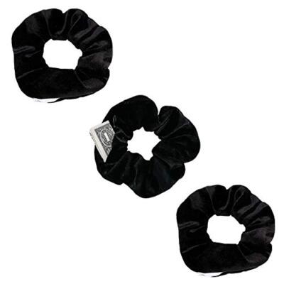 3 PACK Velvet Hair Scrunchies With Hidden Zipper Pocket