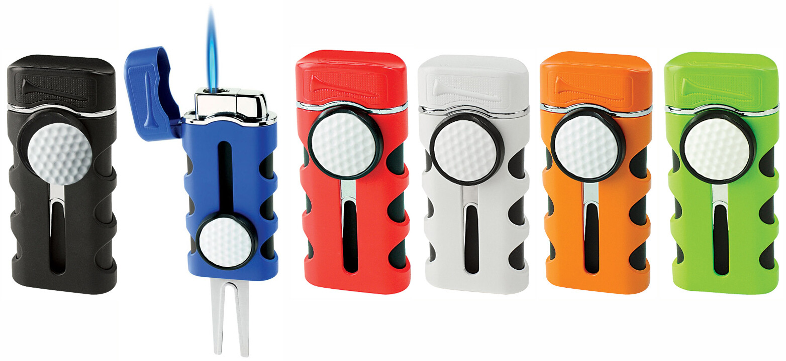 Black Matte Vector Caddie Single Flame Jet Torch Cigar Butane Lighter - 9312