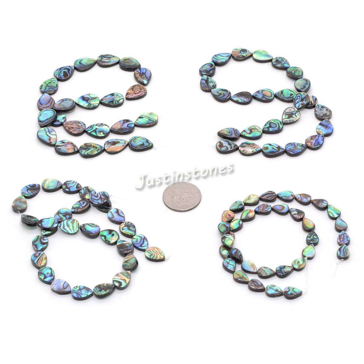 12mm to 18mm Natural Abalone Shell Flat Teardrop Loose Beads Strand 16"