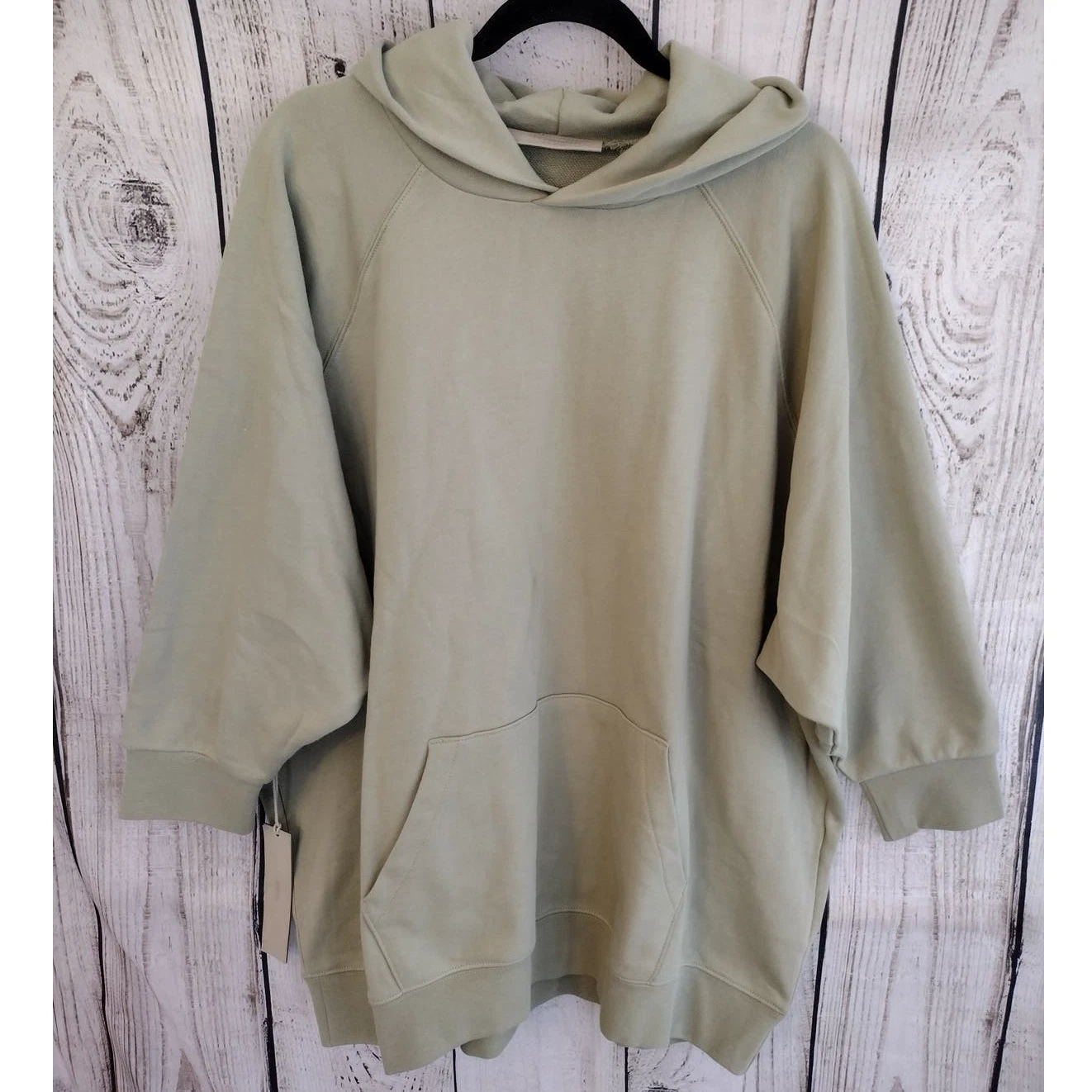 Felpa con cappuccio Fear of God NUOVA oversize verde Essentials 77 manica 3 4 French Terry XL