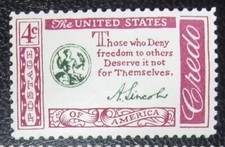 US 4¢ Stamp SC #1143 American Credo Abraham Lincoln MNH 1960
