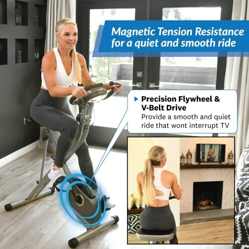 Exerpeutic Folding Exercise Bike, 8 Levels of Resistance Stationary