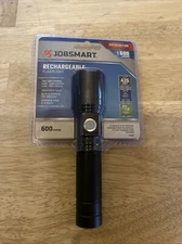 Jobsmart Rechargeable Flashlight 600 Lumens Adj. Focus 426’ Beam Length Black