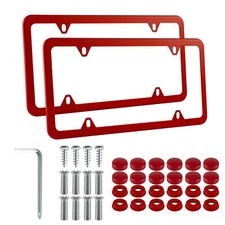 2pcs Stainless Steel License Plate Frames 4 Holes Car Licence Plate Covers With 