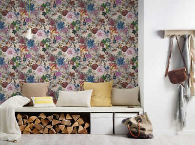 Vliestapete Blumen Floral Muster beige bunt AS Creation 38175-5 (6,08 /1qm)