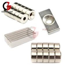 5/10PCS N35 N50 N52 Magnet 20/30x 10x5mm 40x10x4mm Rare-Earth Neodymium w/ Hole