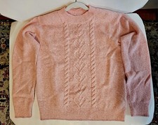 NWT Crewcuts Pink Cable Knit Sweater Cotton Blend J.Crew Heart Size XL 12 14