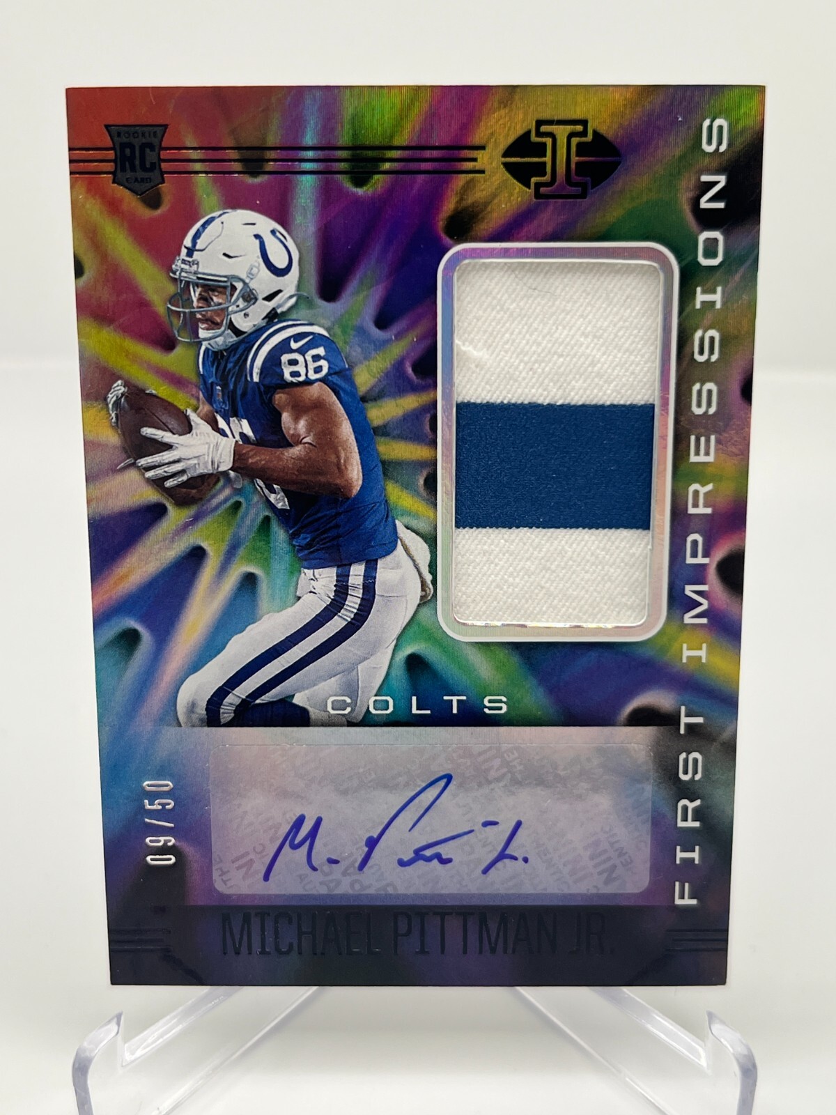 2020 PANINI ILLUSIONS FOOTBALL MICHAEL PITTMAN JR. RC 09/50 PATCH AUTO NO. 119