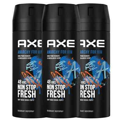 Axe Anarchy Mens Deodorant Body Spray, 150ML ANARCHY FRESH 3 pack