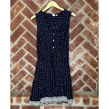 Gap Womens Shirt Dress XS Navy Blue Sleeveless Rayon Buttons Elastic Waist