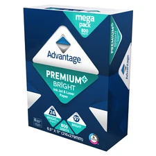 Advantage Premium Bright Ink Jet & Laser Paper, 8.5"x11" Letter 800 Sheets 24lbs