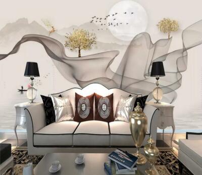 3D Golden Tree Moon ZHUA14755 Wallpaper Wall Murals Removable Self-adhesive Amy