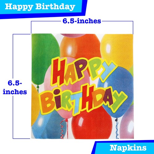 100-Piece Paper Dinner Party Pack, Happy Birthday, 40 Plates and 60 Napkins - Picture 4 of 7