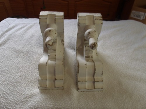 2 Antique Look LARGE 11 inch WOODEN CORBELS VICTORIAN CRACKLE PAINT - 第 1/9 張圖片