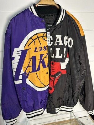 NBA Multi Team Logos Varsity Bershka Bomber Jacket Coat Men's M Lakers Bulls Etc