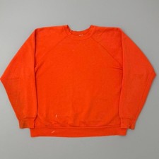 Vintage 70s Blank Orange Sweatshirt Raglan Orange Cotton Size XL
