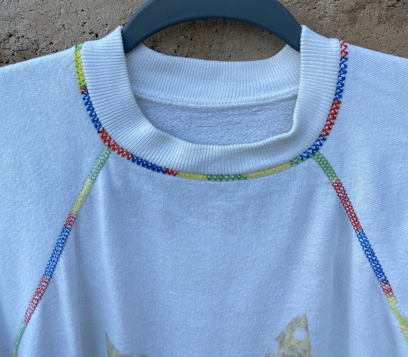 Vintage Short Sleeve Raglan Sweatshirt Bunny Rabbit Collage Graphic Worn image 4