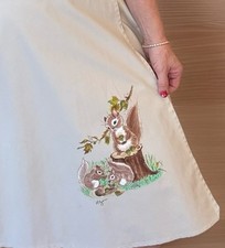 Vintage Rare Handpainted Circle Wrap Skirt Squirrel Spring Flowers Algene