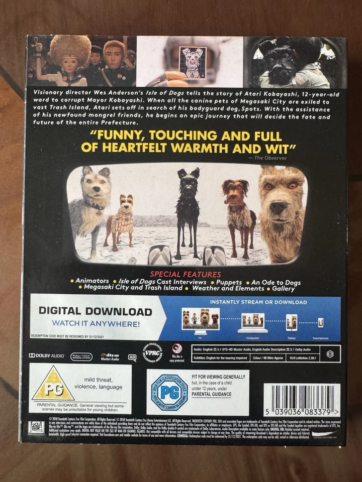 ISLE OF DOGS (2018) LIMITED COLLECTOR’S EDITION BLU RAY - Image 2 of 4