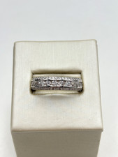 STERLING SILVER 925 WHITE GEMSTONE 3.5mm BAND SIZE 9.75 RING 4g