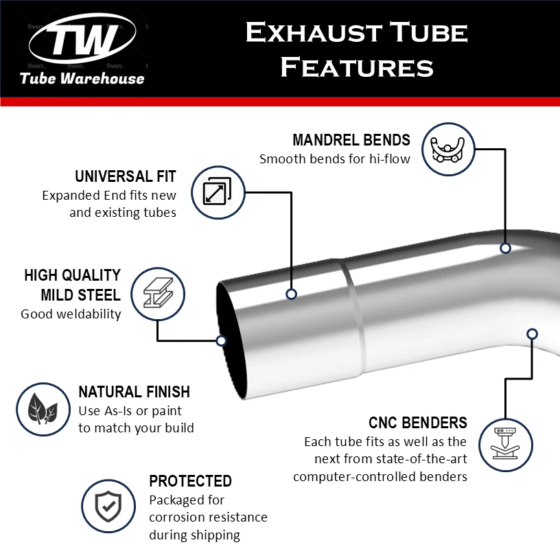 16Pcs 2.5"OD DIY Custom Exhaust Tube Mandrel Bend Pipe Mild Steel Universal Kit - Image 2 of 4