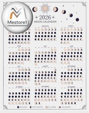 2026 Wall Calendar - Moon Phases Poster, 11 x 14 inches Hangable Full Moon Cycle