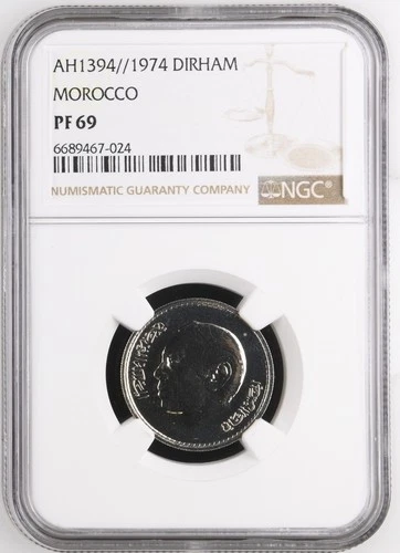 1974 Morocco Coin 1 Dirham Copper-nickel AH1394 NGC PF 69