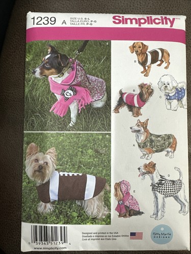 SIMPLICITY CRAFT PATTERN 1239 DOG COSTUMES SIZES SMALL MEDIUM LARGE NEW ...