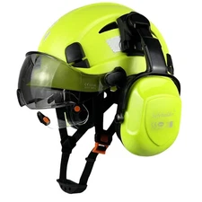 Construction Safety Helmet with Visors Clear & Tinted Earmuffs Hearing Protec...