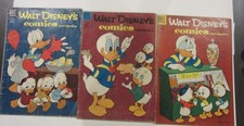 Set 0f 3 Walt Disney's Comics Stories 1955 173 174 178 Donald Duck Low Grade